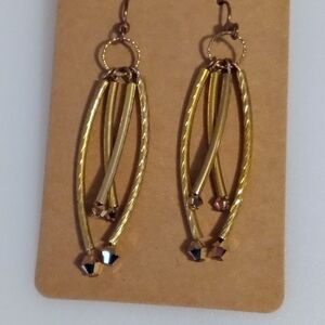 Gold Minimalist Dangle Earrings with Twisted Texture